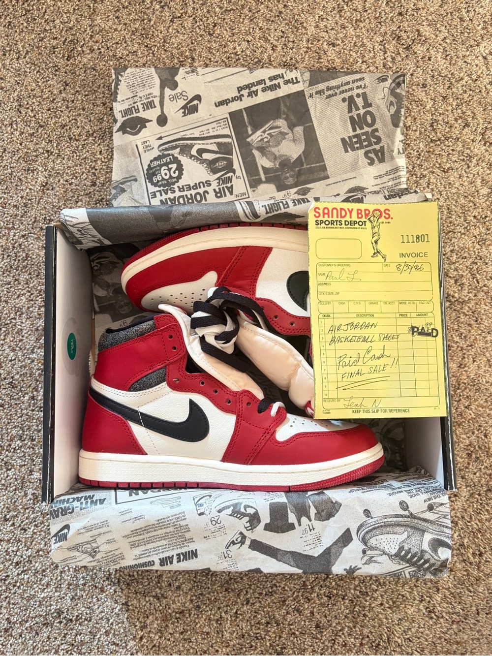 Nike Air Jordan 1 Retro High OG Chicago Lost & Found DZ5485-612 Men's Size 6.5